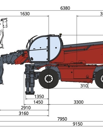 Телескопический погрузчик MAGNI RTH 6.31 - диаграмма рабочей зоны