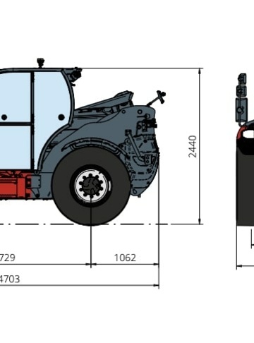 Телескопический погрузчик MAGNI THA 4,5.8 - диаграмма рабочей зоны