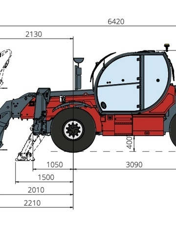 Телескопический погрузчик MAGNI TH 5,5.15 P - диаграмма рабочей зоны