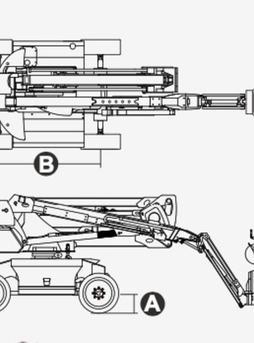 Коленчатый подъемник Dingli BA22CHRT2 - диаграмма рабочей зоны