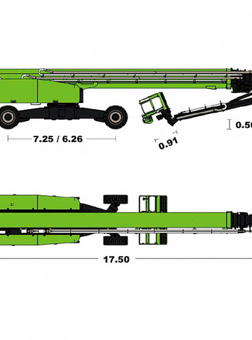 Телескопический подъемник ZOOMLION ZT82J - диаграмма рабочей зоны