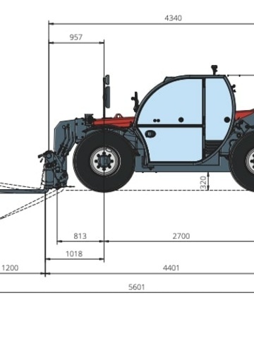 Телескопический погрузчик MAGNI TH 3,5.7 - диаграмма рабочей зоны