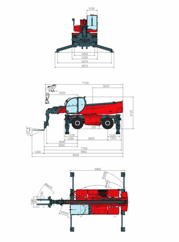 Телескопический погрузчик MAGNI RTH 6.26 - диаграмма рабочей зоны
