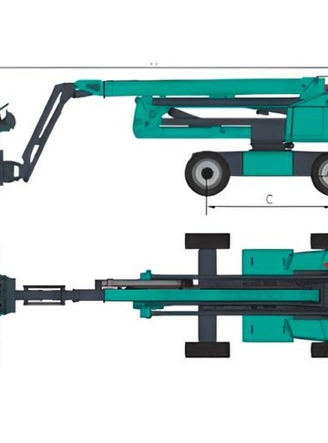 Коленчатый подъемник Sunward SWA22JE-P - диаграмма рабочей зоны