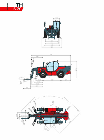 Телескопический погрузчик MAGNI TH 6.20 - диаграмма рабочей зоны
