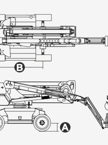 Коленчатый подъемник Dingli BA16CHRT2 - диаграмма рабочей зоны