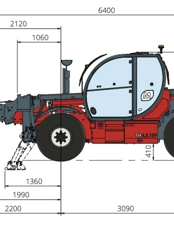 Телескопический погрузчик MAGNI TH 4,5.19 - диаграмма рабочей зоны