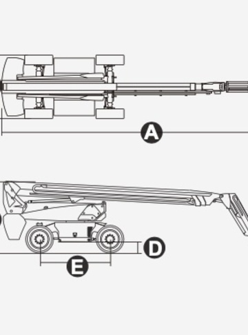 Коленчатый подъемник Dingli BA24HRT - диаграмма рабочей зоны