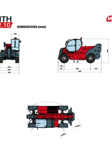 Телескопический погрузчик MAGNI HTH 12.10 - диаграмма рабочей зоны