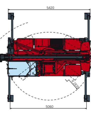 Телескопический погрузчик MAGNI RTH 6.22 EC - диаграмма рабочей зоны