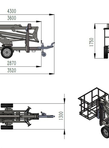 Прицепной SKYLIFTER CTA-8A - диаграмма рабочей зоны