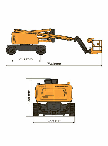 Коленчатый подъемник XCMG XGA18K - диаграмма рабочей зоны