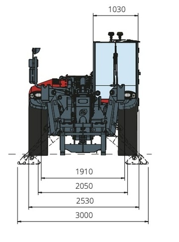 Телескопический погрузчик MAGNI TH 4,5.15 P - диаграмма рабочей зоны