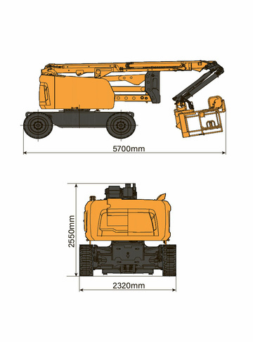 Коленчатый подъемник XCMG XGA18K - диаграмма рабочей зоны