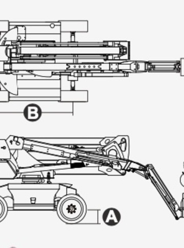 Коленчатый подъемник Dingli BA20CHRT2 - диаграмма рабочей зоны