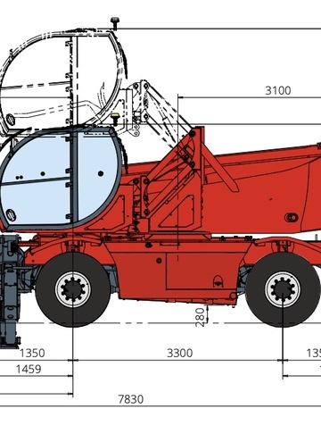 Телескопический погрузчик MAGNI RTH 6.31 EC - диаграмма рабочей зоны