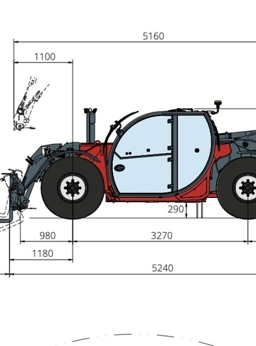 Телескопический погрузчик MAGNI TH 5.8 P - диаграмма рабочей зоны