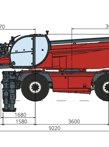 Телескопический погрузчик MAGNI RTH 8.46 - диаграмма рабочей зоны