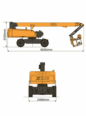 Телескопический подъемник XCMG XGS28K - диаграмма рабочей зоны