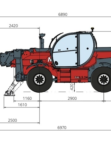 Телескопический погрузчик MAGNI TH 5,5.24 - диаграмма рабочей зоны